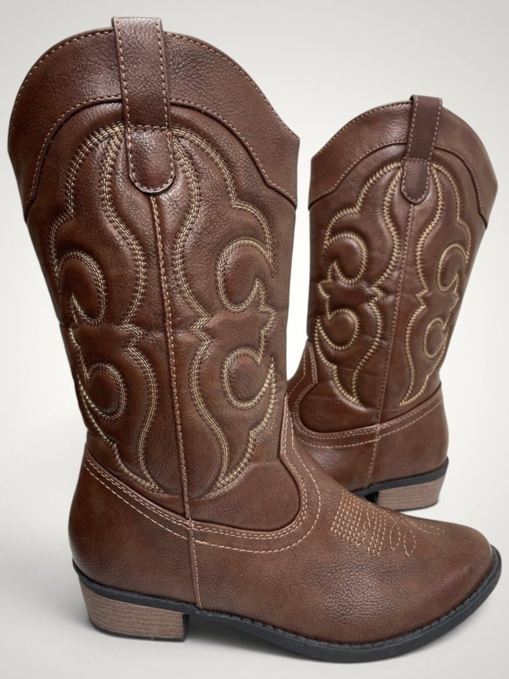 Cat & Jack Brown Faux Leather Western Cowboy Boots Girls Size 4 NEW